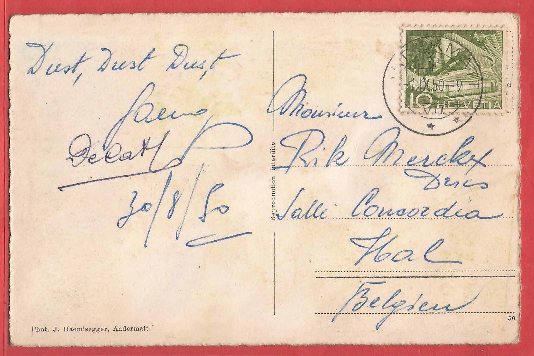 Ansichtskarten: Andermatt mit Furka-Oberalp-Bahn - 1950 – Gebraucht aus Fislisbach von Porano 1
