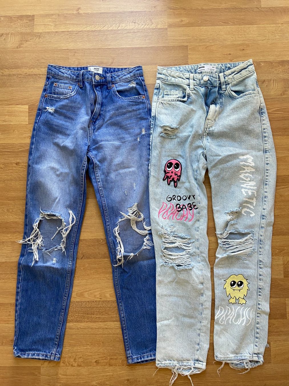 Hosen: Poppige, crazy cut-out Jeans, Gr. 32 – Gebraucht aus Ehrendingen von CalvineT