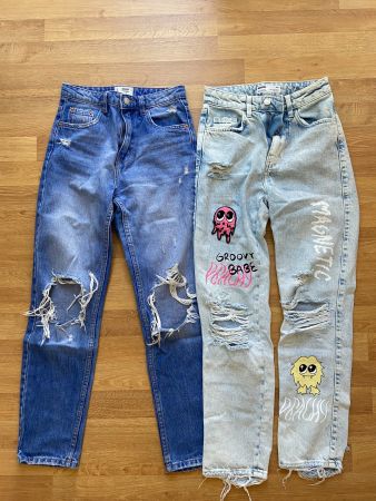 Poppige, crazy cut-out Jeans, Gr. 32