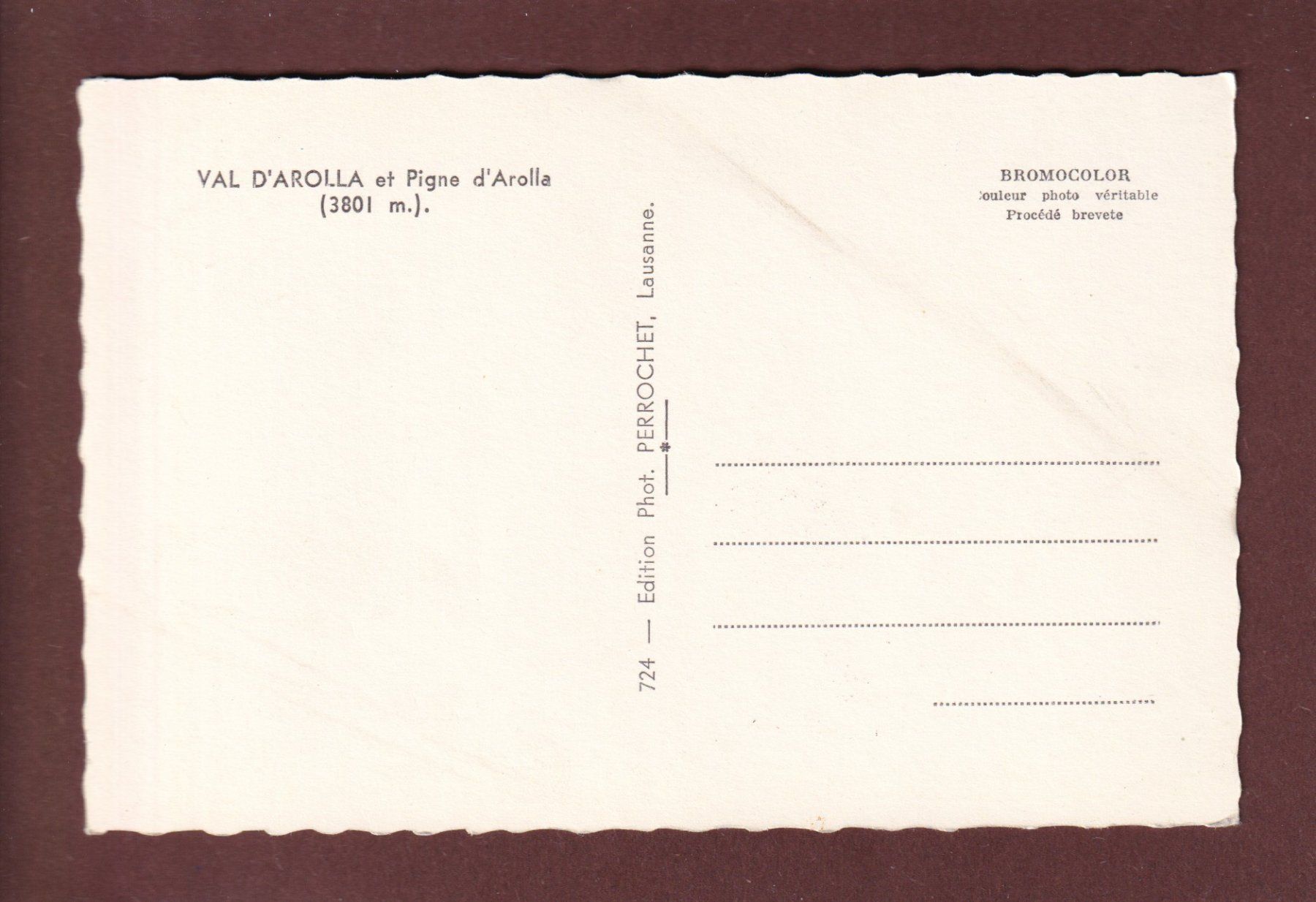 Cartoline postali: Val et Pigne d'AROLLA – Usato da Pully venduto da nicecards 1