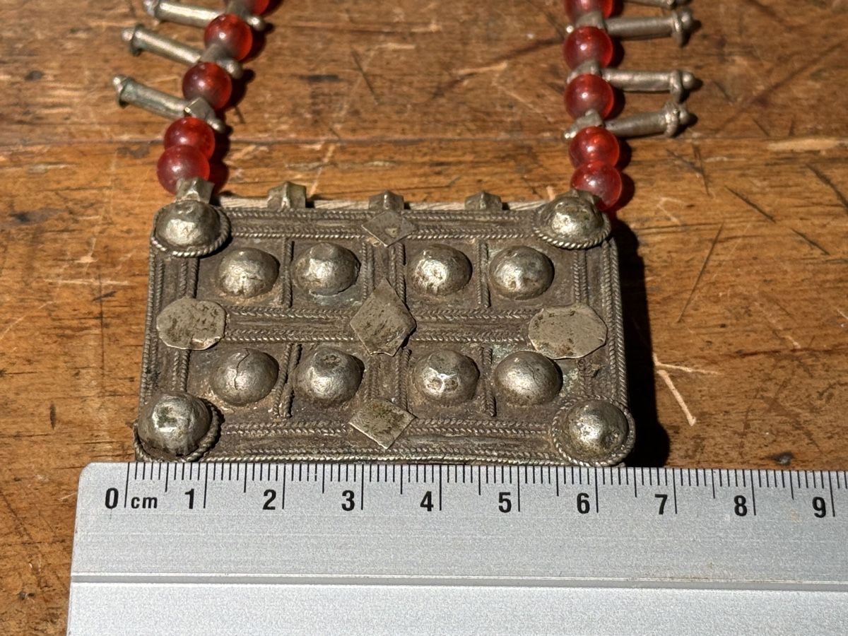 Catenine: Antike Berber Halskette, Silber mit roten Schmuck – Difettoso da schaffhausen venduto da VintAntik_1980 1