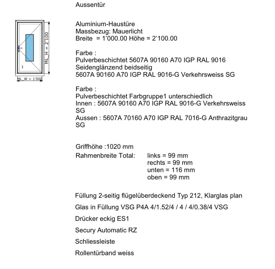 Türen: Hauseingangstüre in Alu – Neu (gemäss Beschreibung) aus Balsthal von lot_bj79 3