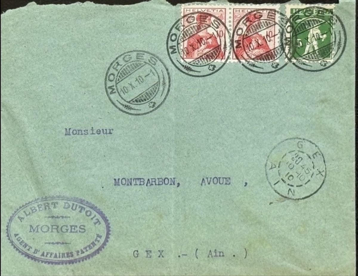 Tutti i francobolli: Briefumschlag mit Stempel und Briefmarken Morges – Usato da birsfelden venduto da tim0444