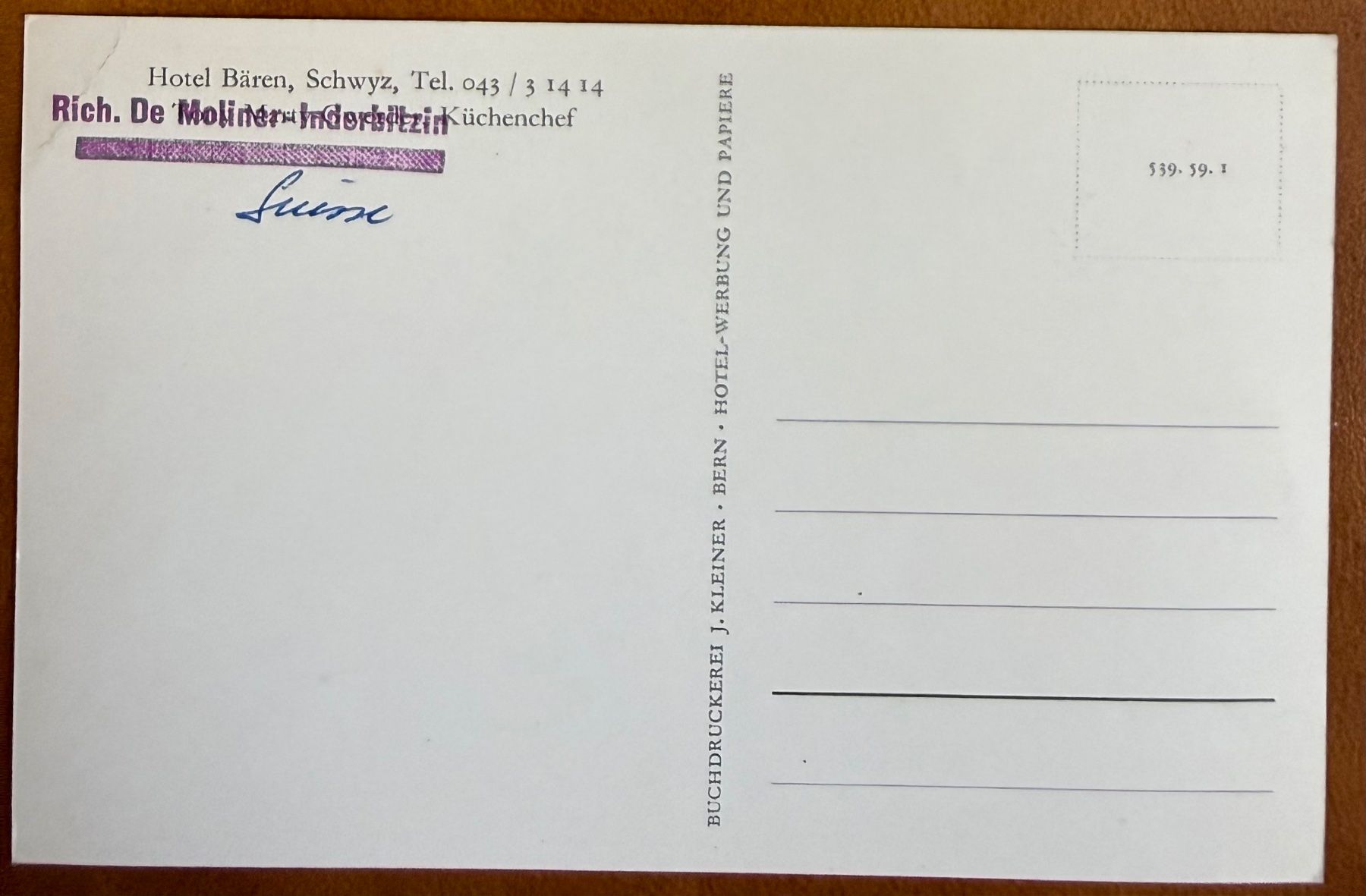 Cartoline postali: Schwyz - Hotel Bären - Antik – Usato da Lutry venduto da Ediego 1