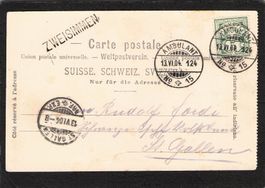 Stabstempel Zweisimmen auf AK Laubegg-Fall, gel.13.Vl.1904