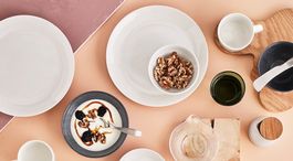 1 x Iittala Teema: weiss Frühstückset 6tlg./Teller,Mug,Schal