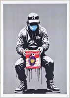 Death NYC Ltd Ed Pop Art Druck " Warhol  Banksy Mask Boy