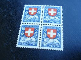 Pro Juventute 1926, 4erblock Wäppli Schweiz **