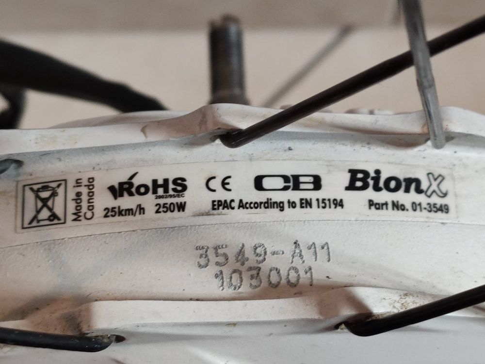 Moteur Avant Vélo électrique BionX 250W RIDE+ Argent, Référence 01-3820, Pièce Détachée