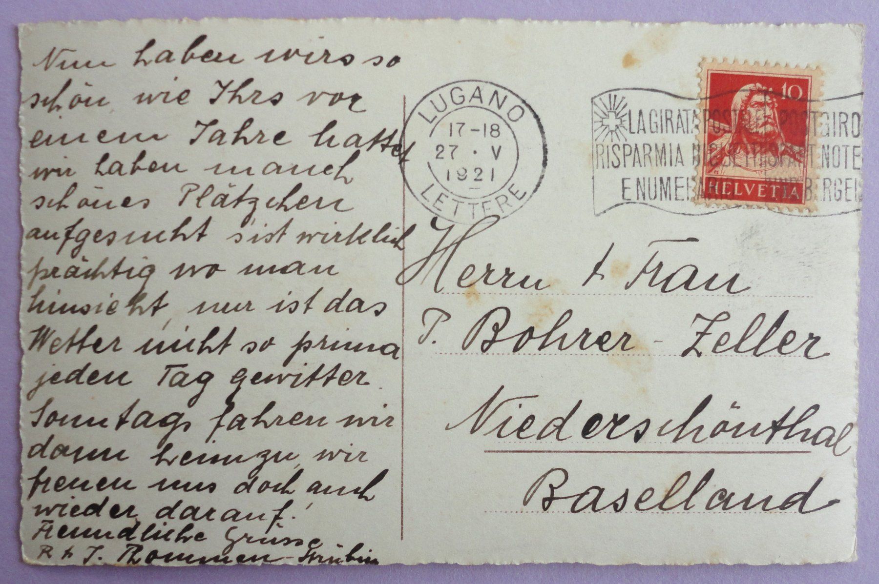 Cartoline postali: Lugano visto da Paradiso – Difettoso da Fétigny venduto da Billy2miny 1