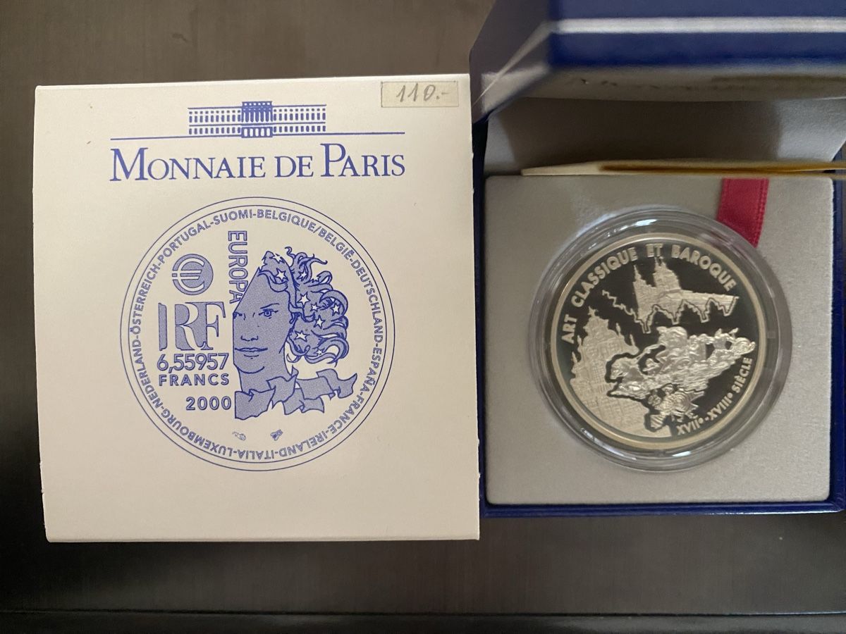 Tutti le monete: France, 6,55957 FF commém. 2000 argent – Nuovo e nell'imballaggio originale da Corsier-sur-Vevey venduto da Ginoarturo 1