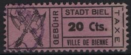 20 Cts. Fiskalmarke der Gemeinde BIEL / BIENNE
