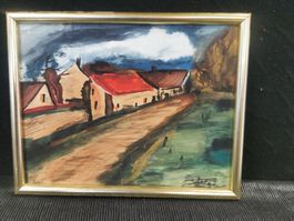 PEINTURE SUR PANNEAU SIGNÉE