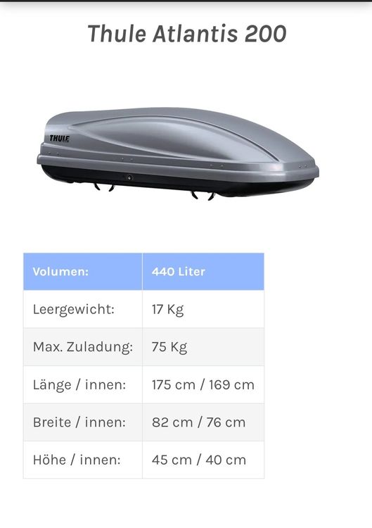 Thule Atlantis 200 Dachbox Kaufen auf Ricardo