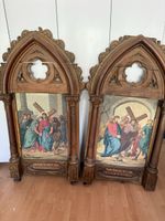Antike Kreuzwegstationen, Holzrahmen, religiöse Kunst, Top!