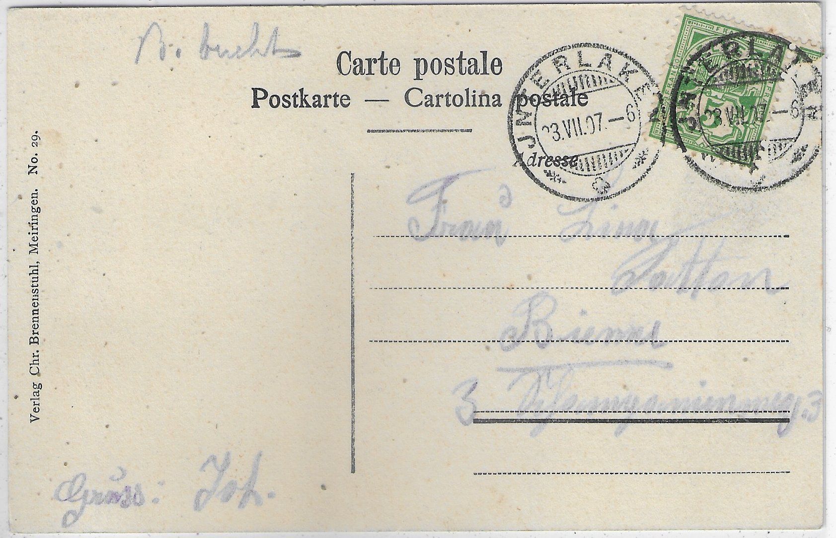 Cartoline postali: Gruss aus der Schweiz - St. Beatenberg - Litho – Usato da Ettingen venduto da Kartenplanet 1