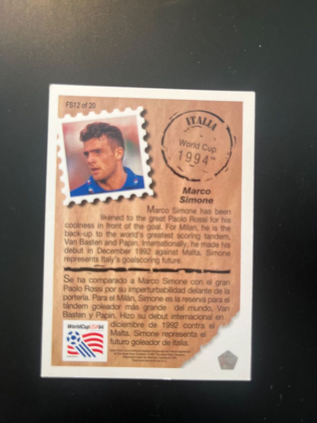 Carte collezionabili: World Cup US94 / Marco Simone – Usato da Seuzach venduto da Black_sheep 1