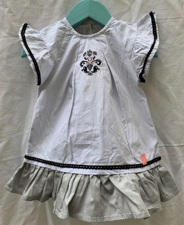 Superbe petite robe SUCRE D'ORGE rayée, broderie&volant 1ans