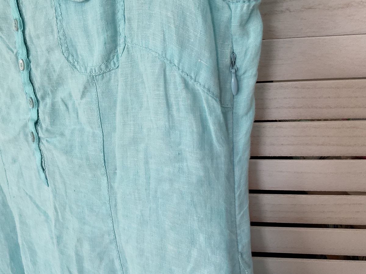 Kleider: Kleid hellblau Grösse 38 Leinen Mix kurzarm  – Gebraucht aus Roggwil TG von Straven 2