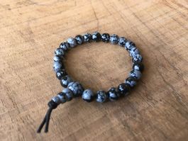 SCHNEEFLOCKENOBSIDIAN  KINDER-ARMBAND  GRÖSSE 13cm