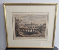 Colorierter Stich von Lausanne in verglasten Rahmen