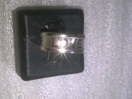 RING EDELSTHAL,,,SILBER FARBE,,MIT LOVE GESCHRIEBEN