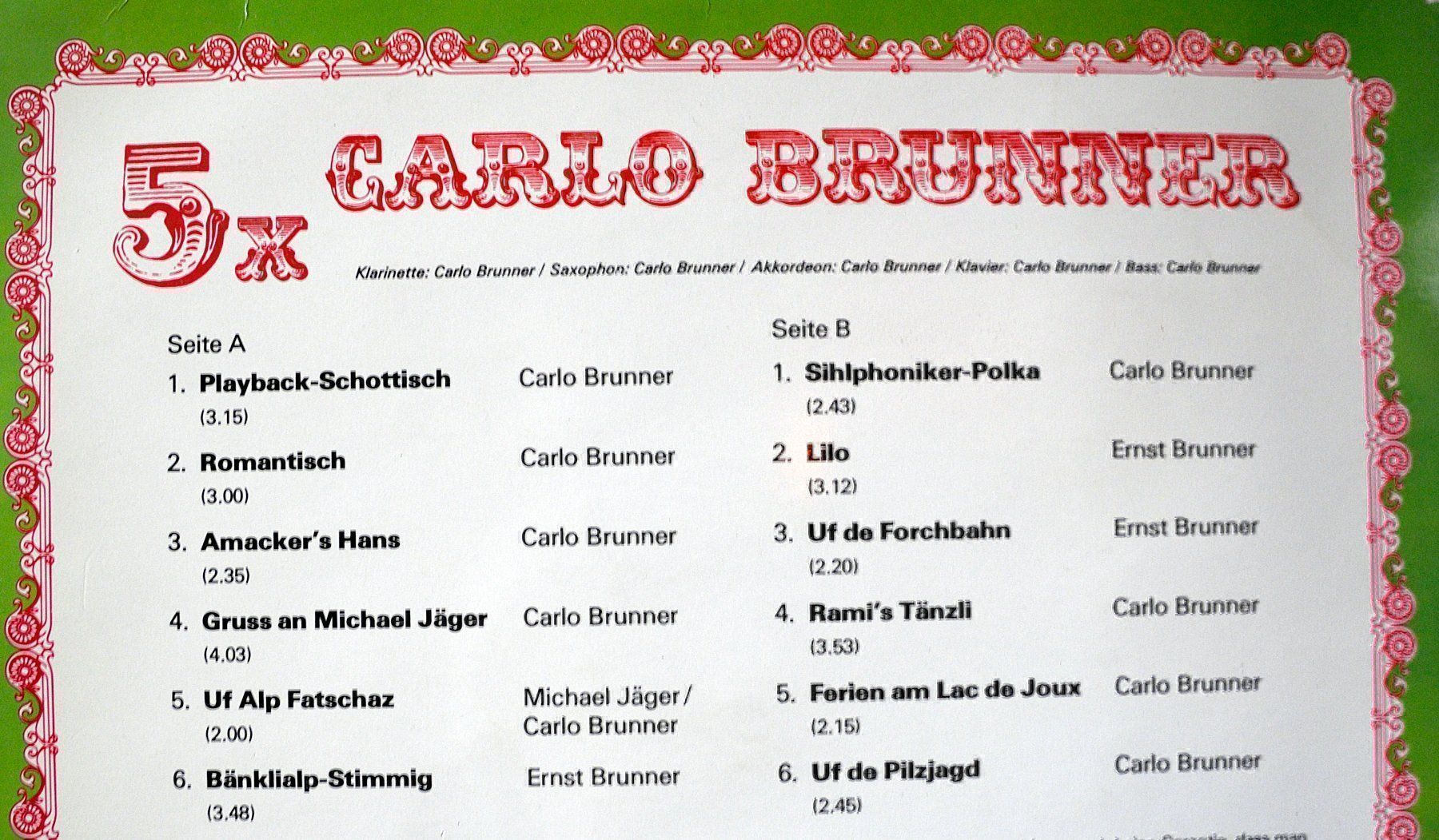 Dischi in vinile: 5 x Carlo Brunner - LP GEWASCHEN – Usato da Unterseen venduto da vinylmore 1
