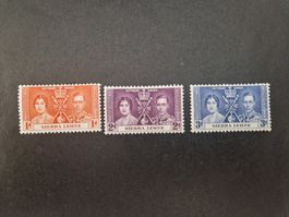 3 seltene Sierra Leone Briefmarken 1937