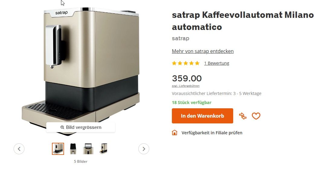 Macchine per caffè & Macchine per espresso: satrap Kaffeevollautomat Milano automatico gebraucht – Nuovo (secondo la descrizione) da Eglisau venduto da de_Lomia 6