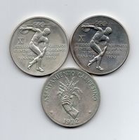 (2460) Panama, 3 x 1 Unze, fein Silber, 1970/72, stgl