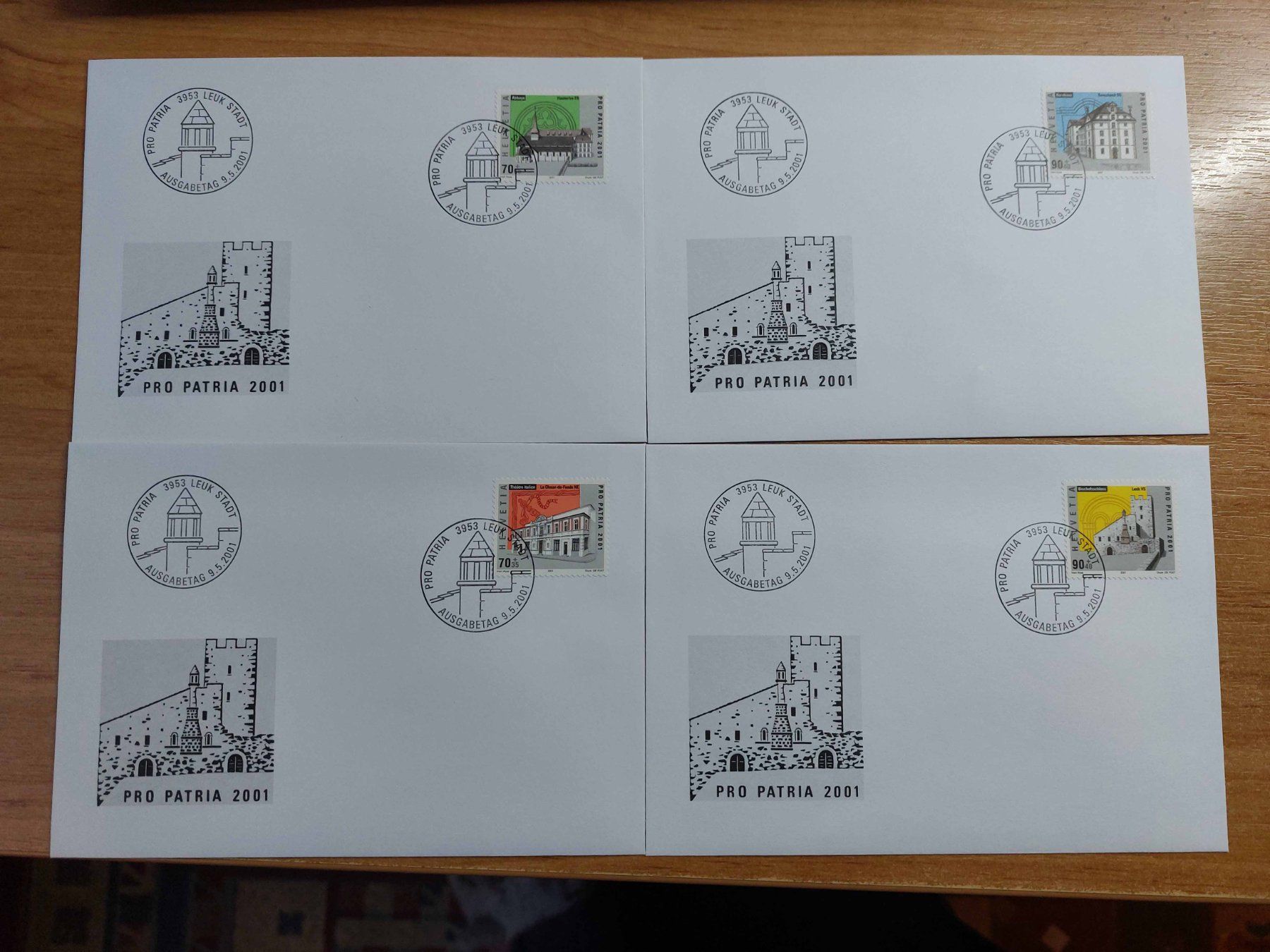Tutti i francobolli: FP2001 - 4 FDC Pro Patria 2001 – Usato da Trélex venduto da Phil_Albert