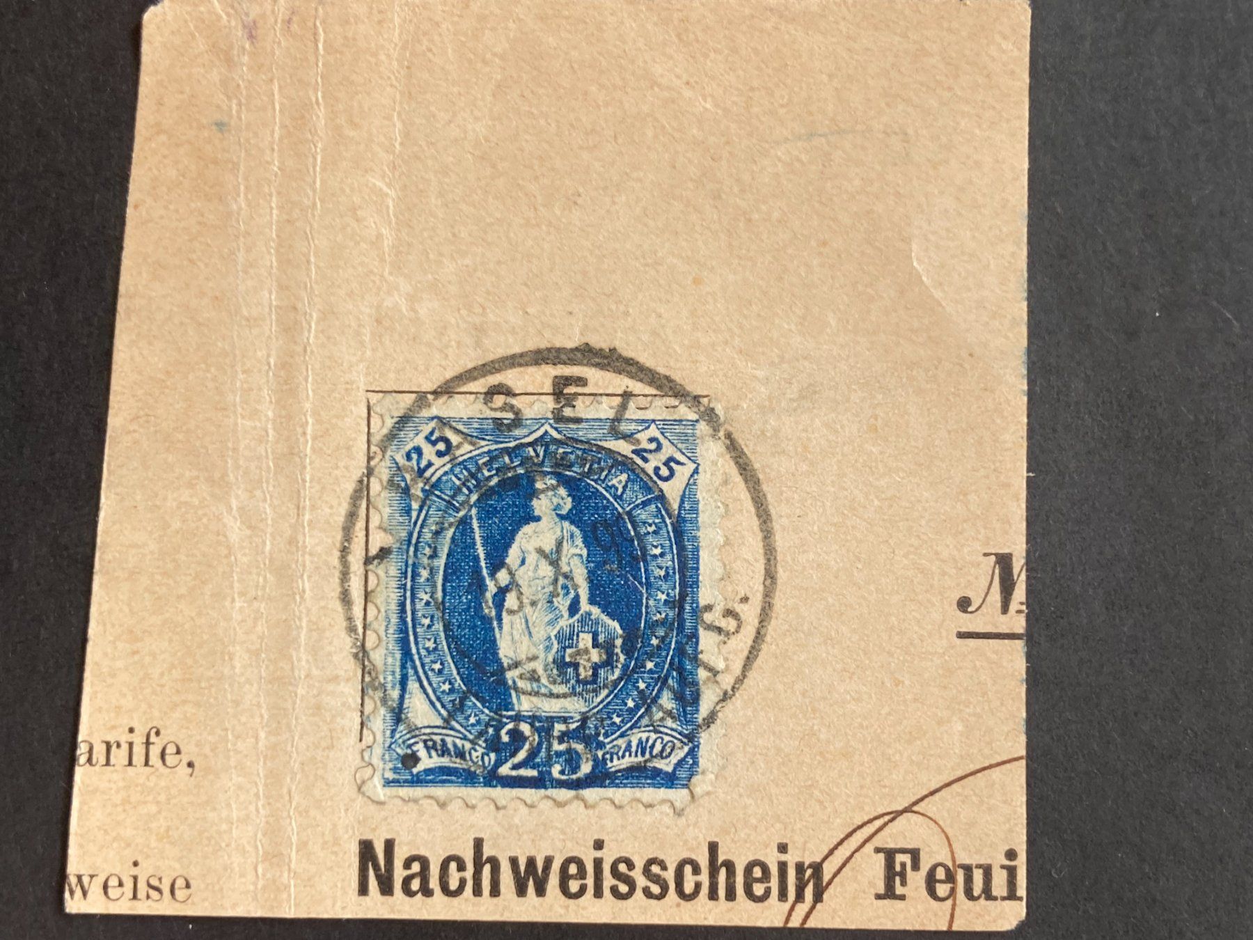 Tutti i francobolli: Schweiz 1899 stehende Hel. 25 Rp. Vollstempel BASEL 19.X.99 – Usato da Winterthur venduto da schnueps