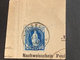 Schweiz 1899 stehende Hel. 25 Rp. Vollstempel BASEL 19.X.99