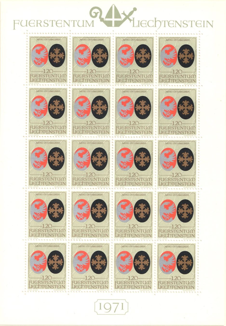 Alle Briefmarken: Kleinbogen  Wappen geistl. Patronatsherren  1971  postfrisch – Neu (gemäss Beschreibung) aus Mellingen von Ginger