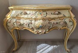 Commode, miroir et 2 tables de chevet style vénitien rococo