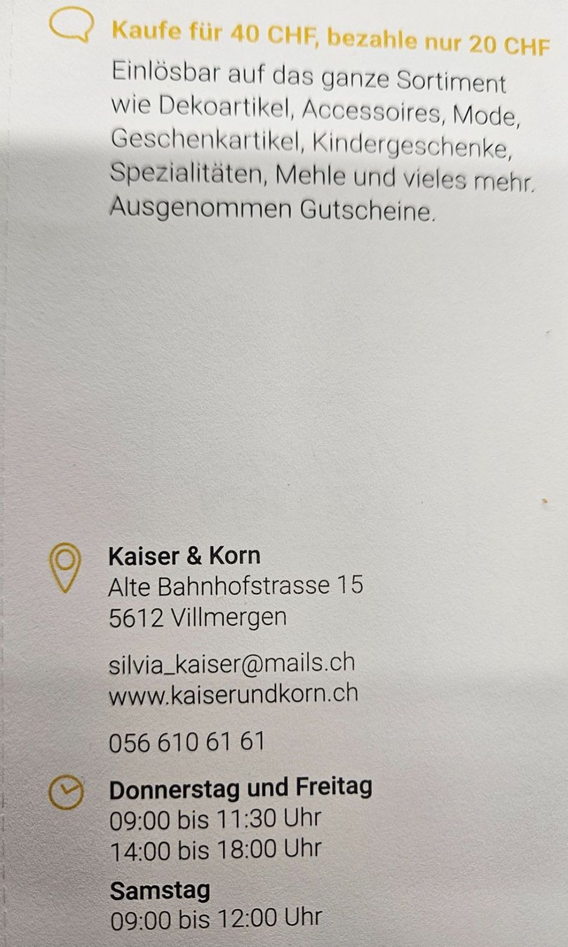 Buoni: Kaiser&Korn Villmergen – Nuovo e nell'imballaggio originale da Uezwil venduto da Jasmin_ 1