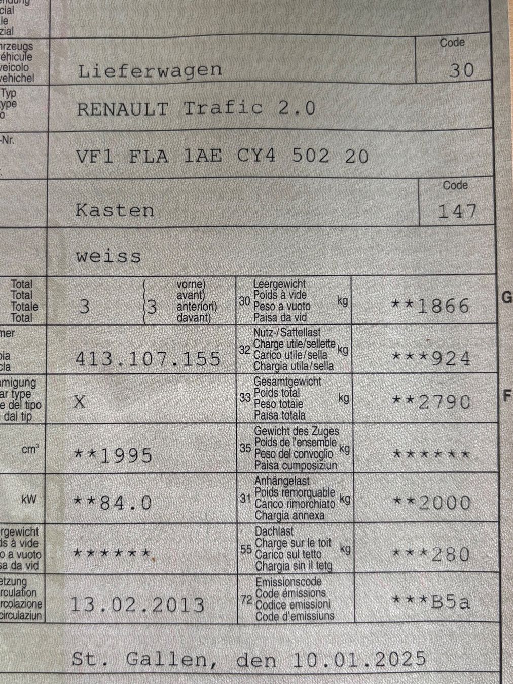Renault Nutzfahrzeuge: Renault Trafic Kastenwagen – Gebraucht aus Henau von inf_6cll 7