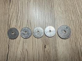 Norwegen Münzen – 1 Krone & 5 Kronen mit Loch (Konvolut)
