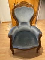 Antiker blauer Fauteuil