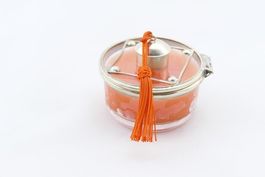 Kerze im Glas mit Alpaka verziert Orange