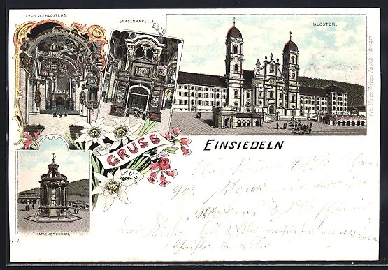 Ansichtskarten: Litho Einsiedeln, Gnadenkapelle, Marienb – Gebraucht aus Berlin von bartko-reher