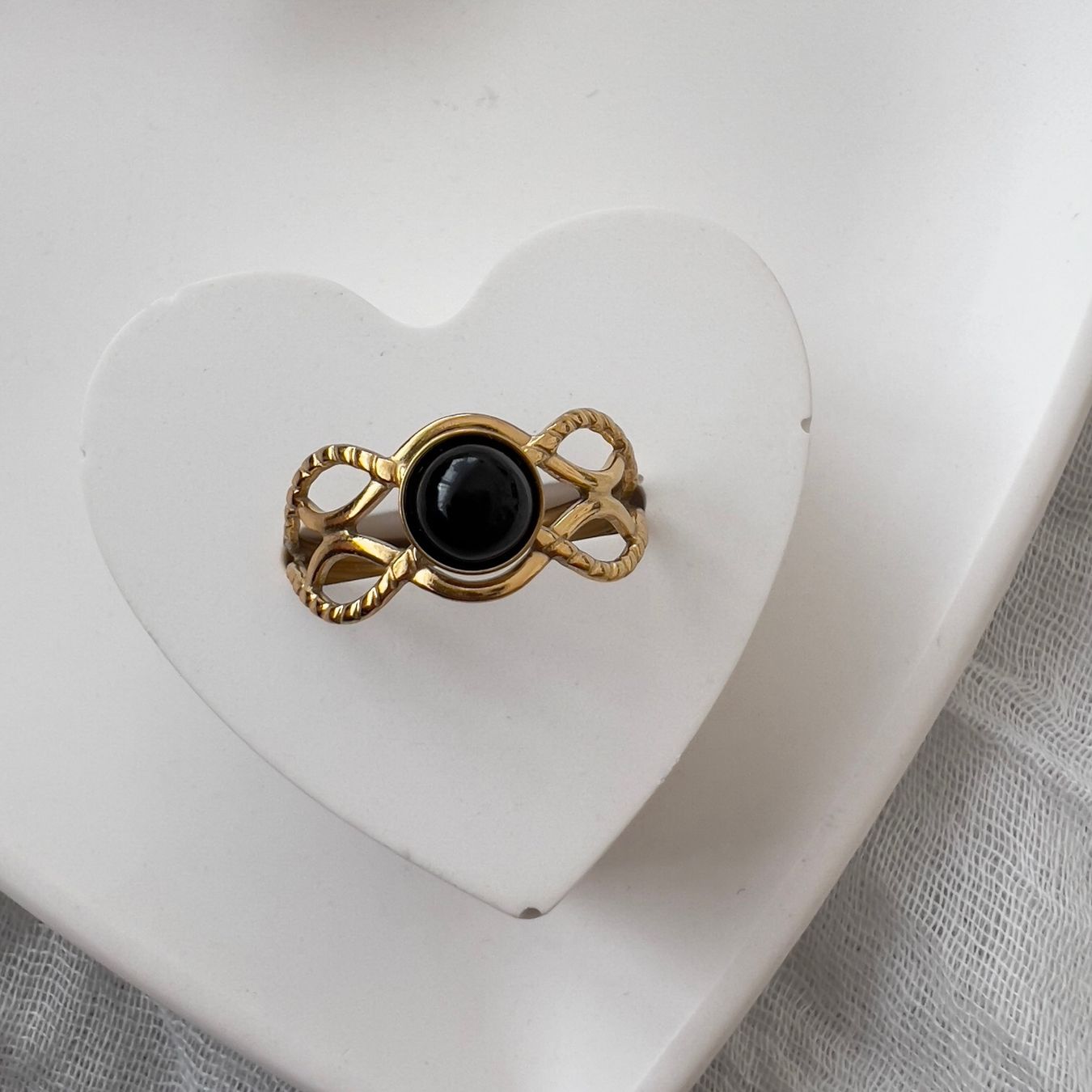 Anelli: Bague plaquée or avec obsidienne – Nuovo (secondo la descrizione) da Pully venduto da sunaddict 3