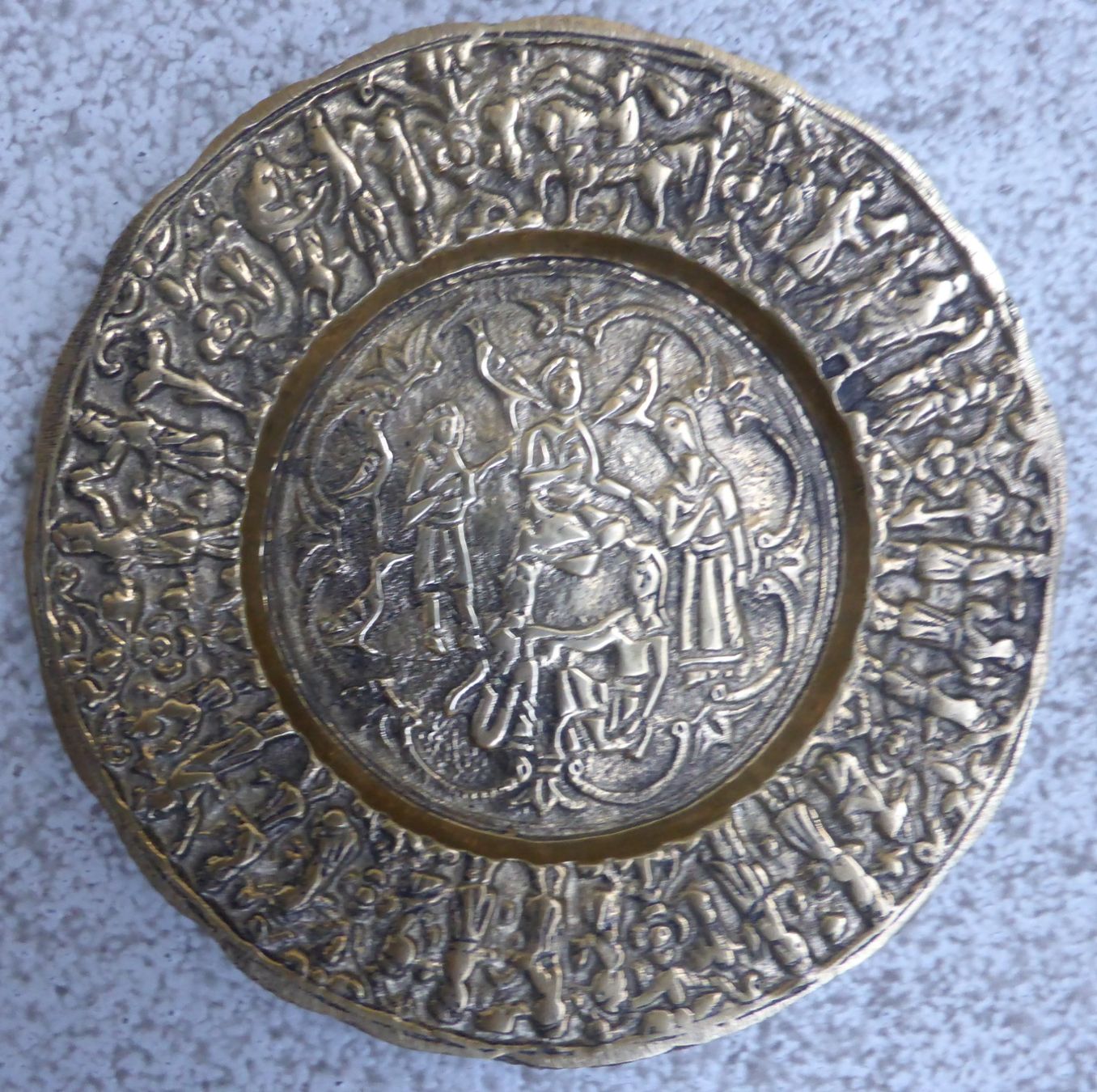 Piatti: EINZIGARTIGER-MEXIKANISCHER -AZTEKEN -TELLER-11,5 CM-MESSING – Usato da Zürich venduto da tritonis 6