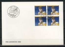 1992, FDC, Pro Juventute, Viererblöcke