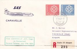 Erstflug SAS Genf - Teheran 1959 (nur 400 Stk. befördert!)