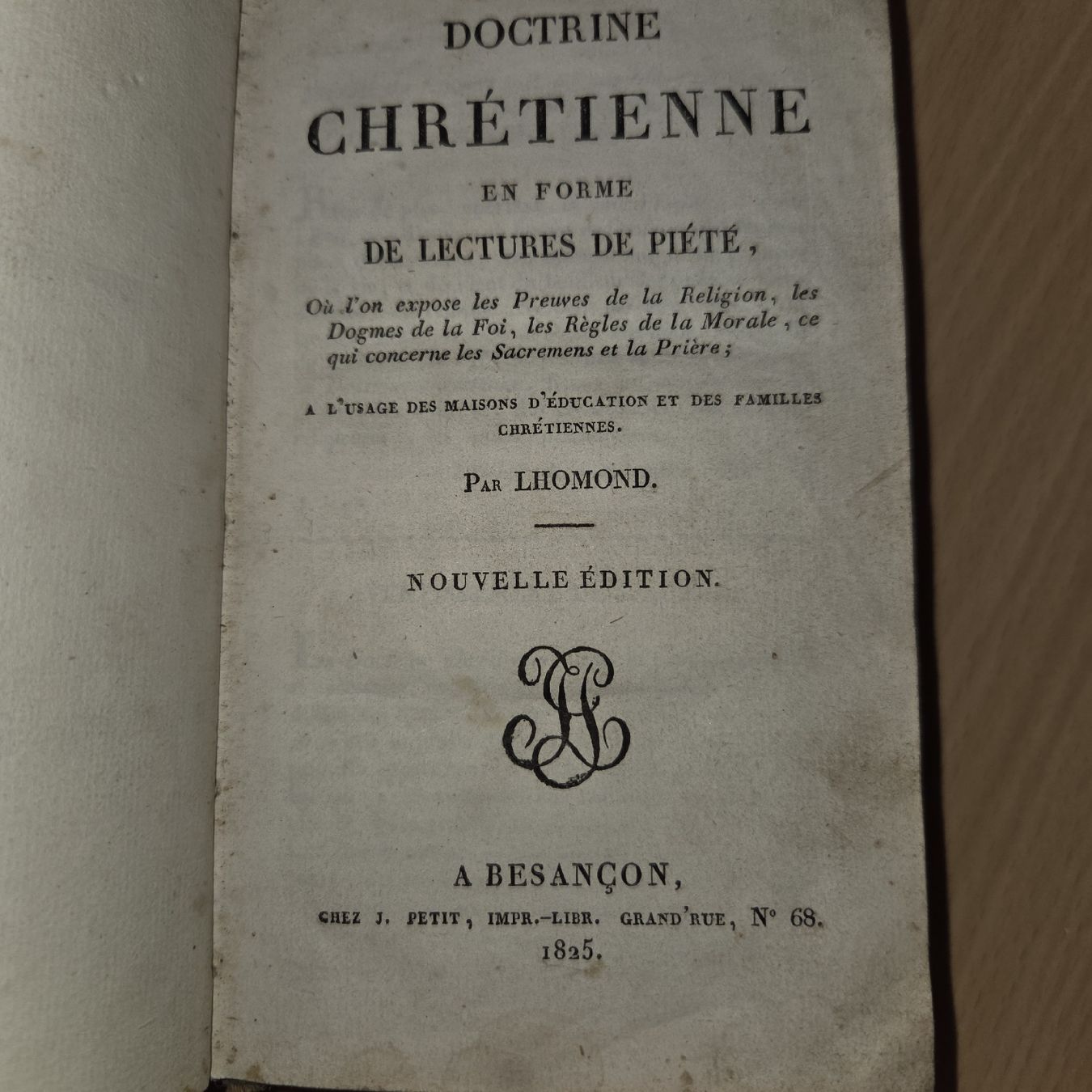Libri: Antikes Buch, "Doctrine Chrestienne", Besancon 1825 – Usato da Kriens venduto da gra_fhn7 4