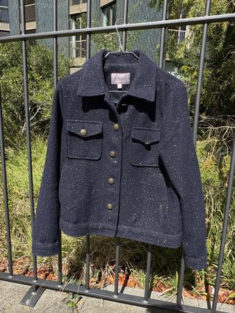 Damen Jacke dunkelblau Tweed guter Zustand