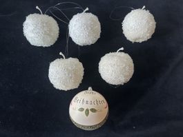 6er Set Christbaumschmuck Weihnachten Apfel Deko Kugeln weis