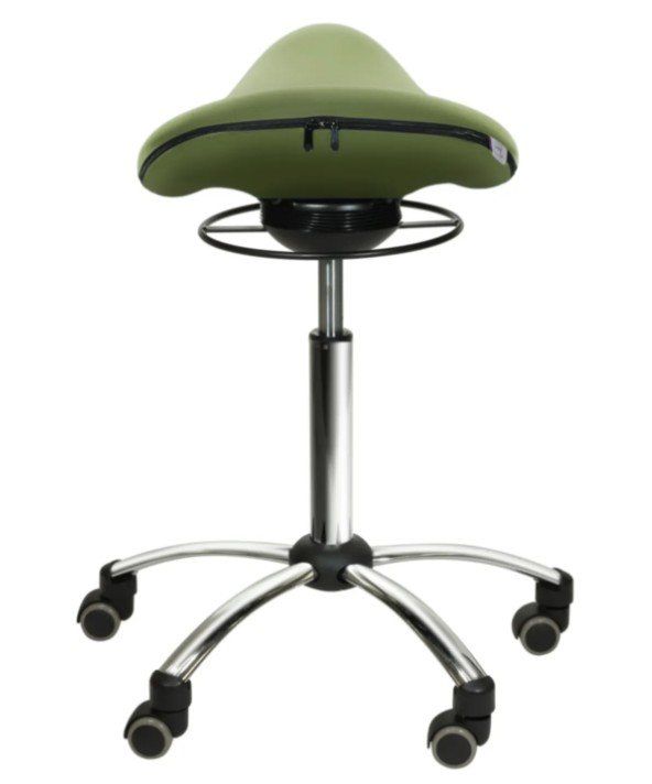 Sgabelli: Comfort-Sattelhocker HELLGRÜN mit Swing-Mechanismus – Nuovo e nell'imballaggio originale da Schaffhausen venduto da Praxis-Nova 1