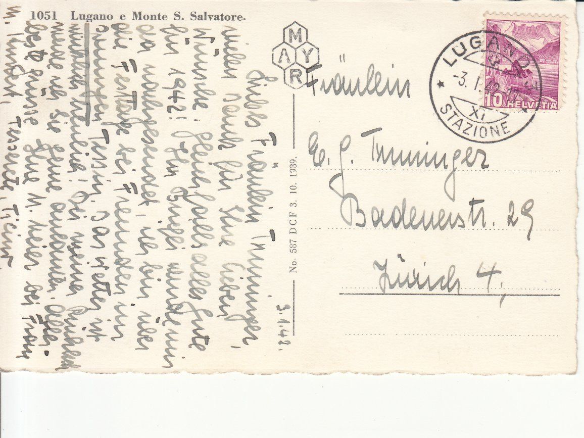 Cartoline postali: Lugano 1942 – Usato da Bürglen TG venduto da StampGraf 1